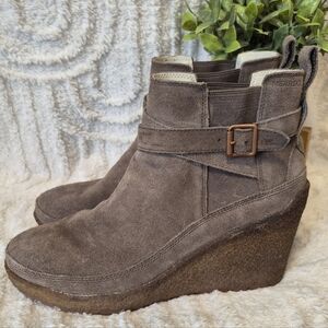 Merrell Tremblant Wedge Waterproof Bootie Zip Tan Suede Ankle Boot Women's Sz 11